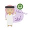 Vector illustration of cartoon character saying hello and welcome in Arabic