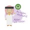 Vector illustration of cartoon character saying hello and welcome in Arabic