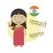 Vector illustration of cartoon character saying hello and welcome in Hindi