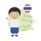 Vector illustration of cartoon character saying hello and welcome in Thai.