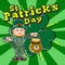 Vector illustration of Cartoon character St. Patrick with clover leaf background