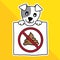 Vector illustration cartoon cute pet. sign warning no dog pooping in park.