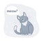 Vector illustration, a cartoon cute sitting gray cat.