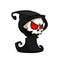 Vector illustration of cartoon death Halloween monster mascot isolated on dark background. Cute cartoon grim reaper. Outlines.