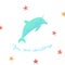 Vector illustration with cartoon dolphin-unicorn on white background and inscription `You Ð°re awesome `.