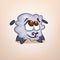 Vector Illustration with cartoon embarrassed sheep.