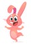 A vector illustration of cartoon excited bunny rabbit hopping.