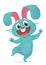 A vector illustration of cartoon excited bunny rabbit hopping.