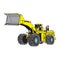 Vector illustration with cartoon flat industrial excavator. Vector construction equipment. Mining flat transportation