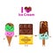 Vector illustration of a cartoon funny ice creams and chocolate