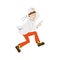 Vector illustration of cartoon funny running doctor