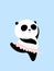 Vector Illustration: Cartoon giant panda is trying to keep balance on one foot in a ballet dance, wearing a pink ballet skirt