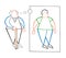 Vector illustration cartoon old man standing with wooden walking