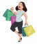 Vector illustration of cartoon shopping girl