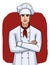 Vector illustration cartoon style of a handsome young man in cook uniform.