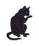 Vector illustration of a cat that licks its paw, drawing silhouette