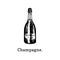 Vector illustration of champagne bottle. Hand drawn sketch of alcoholic beverage for cafe, bar label,restaurant menu.
