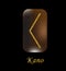 Vector illustration of characters rune gold dust on a wooden form on a black background.