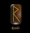 Vector illustration of characters rune gold dust on a wooden form on a black background.