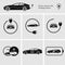 Vector illustration charging station for electric car. Icons pin point electric vehicle charging station. Isolated