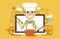 Vector illustration chef cook nutritionist dietician man HLS cooking training education recipe blog proper and healthy