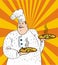 Vector illustration Chef and pizza