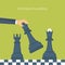 Vector illustration. Chess. Management achievements. Smart solutions business aims. Generating ideas. Planning strategy.