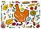 Vector illustration of chicken and vegetables