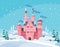 Vector illustration for children with fairy pink castle