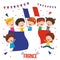 Vector Illustration Of Children Holding France Flag