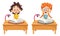 Vector Illustration Of Children Studying