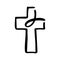 Vector illustration of Christian Logo. Emblem with concept of Cross with Religious community Life. Design element for