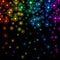 Vector illustration Christmas rainbow snowflakes on black background. Starfall