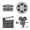 Vector illustration of cinematography and studio sign. Collection of cinematography and filming stock vector