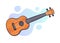 Vector illustration. Classical acoustic guitar or ukulele. String plucked musical instrument. Blues or rock equipment.