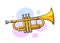 Vector illustration. Classical music wind instrument trumpet. Blues, jazz or orchestral equipment