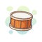 Vector illustration. Classical wooden drum. Percussion musical instrument. Blues, jazz, ska, orchestral or rock equipment.