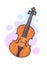 Vector illustration. Classical wooden violin without a bow. Stringed bow musical instrument. Blues, jazz, orchestral equipment.