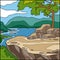 Vector illustration (cliff overlooking the sea)