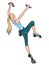 Vector illustration of a climbing girl in the gym