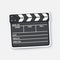 Vector illustration. Closed clapperboard used in cinema when shooting a film. Movie industry