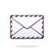 Vector illustration. Closed mail white envelope with red and blue stripes. Not read incoming message. Symbol of communication