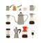 Vector illustration of coffee makers.