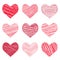 Vector illustration of a collection hand-drawn image in the hearts form for Valentine`s Day