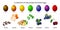 Vector illustration of a collection of natural dyes for Easter eggs.