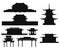 Vector illustration collection sihouette of Chinese traditional style buildings including house, pavilion,