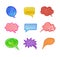 Vector Illustration: Collection of Speech Bubbles, Comic Colorful Crayon Drawing Elements Collection.