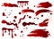 Vector illustration collection various blood or red paint splatters and spots, Halloween concept elements isolated on