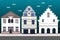 Vector illustration of colonial building set