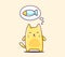 Vector illustration of color character cat with bubble on yellow